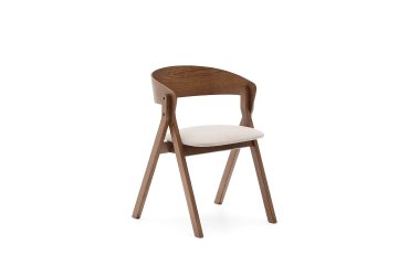 DE_Chaise Godia en placage de frêne finition wengé et tissu chenille beige
