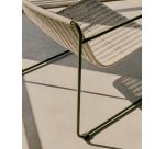 Fauteuil empilable Maurina en acier galvanisé vert et corde écrue et grise