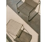 Repose-pieds Maurina en acier galvanisé vert et en corde écrue et grise 58 x 52,5 cm