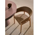 Chaise Arinella en bois d’acacia avec finition ton naturel et corde beige