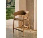 Tabouret Arinella en bois d’acacia, finition ton naturel et corde beige 65 cm
