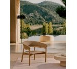 Fauteuil Arinella en bois d’acacia avec finition ton naturel et corde beige