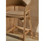 Tabouret Arinella en bois d’acacia, finition ton naturel et corde beige 65 cm