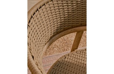 Canapé 3 places Arinella en bois d’acacia, finition ton naturel et corde beige FSC 100 % 167 cm