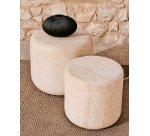 Table d'appoint Drasi en ciment avec finition effet travertin Ø46 cm