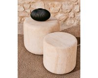 Side table Drasi in cement with travertine effect finish Ø46 cm