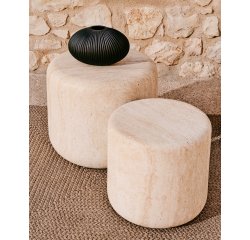 Tavolo d’appoggio Drasi in cemento con finitura effetto travertino Ø 46 cm