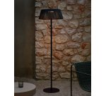 Lampadaire solaire d’extérieur Aldet en corde chinée noir et vert et pied en métal noir Ø 46 cm