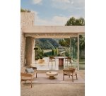 Canapé 3 places Arinella en bois d’acacia, finition ton naturel et corde beige 167 cm