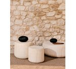 Table d'appoint Drasi en ciment avec finition effet travertin Ø46 cm