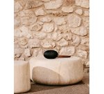 Couchtisch Drasi aus Zement mit Travertin-Effekt-Finish Ø90 cm