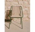 Zivia outdoor chair in ecru rope cord and green galvanised steel