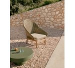 Fauteuil Olbia avec dossier haut en rotin synthétique et bois de teck