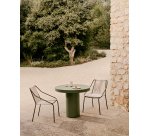 Zivia outdoor chair in ecru rope cord and green galvanised steel