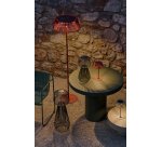 Lampadaire solaire d’extérieur Aldet en corde chinée terracotta et pied en métal terracotta Ø 46 cm