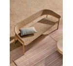 Canapé 3 places Arinella en bois d’acacia, finition ton naturel et corde beige 167 cm