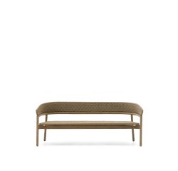 <em>Arinella 3-seater sofa in acacia wood, natural tone finish and beige cord 167 cm</em>