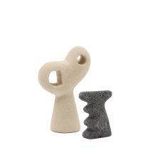 Ensemble Arif de sculptures en pierre avec finition beige et noire 12 cm / 23 cm