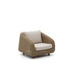 Fauteuil Meria en rotin synthétique et pieds en bois d’acacia