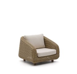 Poltrona Meria in rattan sintetico e gambe in legno massiccio di acacia 100% FSC