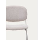 Chaise empilable Meli en chenille beige et pieds en métal beige