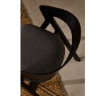 Godia chair in ash veneer with a black finish and grey chenille