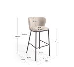 Tabouret Ciselia tissus chenille et pied acier H.75 cm