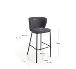 Tabouret Ciselia tissus chenille et pied acier H.75 cm