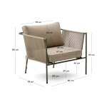 Fauteuil d’extérieur Zivia en corde écrue et acier galvanisé vert