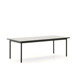 Table d’extérieur Maurina en acier galvanisé vert et céramique couleur écru 223 x 101 cm