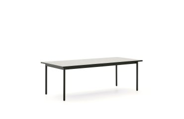 Table d’extérieur Maurina en acier galvanisé vert et céramique couleur écru 223 x 101 cm