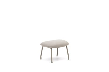 Repose-pied  Belina  en chenille beige avec repose-pied en acier avec finition blanche