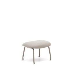 Repose-pied  Belina  en chenille beige avec repose-pied en acier avec finition blanche