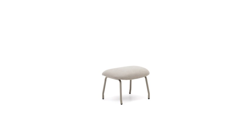 Belina beige chenille footrest in steel with white finish