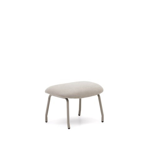 Repose-pied  Belina  en chenille beige avec repose-pied en acier avec finition blanche