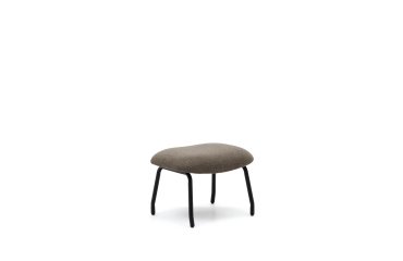 Repose-pied Belina en chenille marron clair et acier avec finition noire