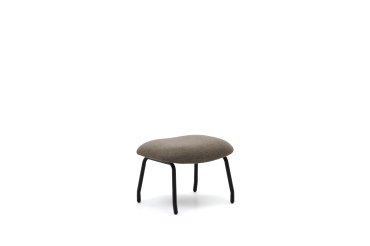Repose-pied Belina en chenille marron clair et acier avec finition noire
