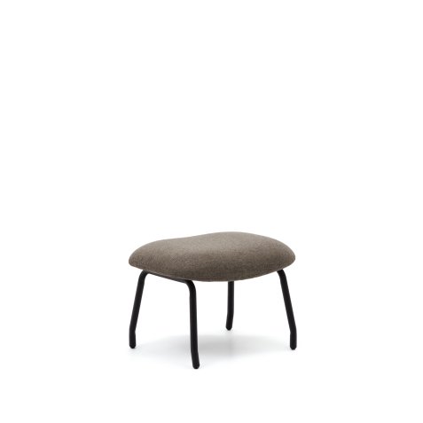 Repose-pied Belina en chenille marron clair et acier avec finition noire