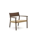 Fauteuil Yalia en bois de chêne finition noyer et siège en corde de papier