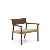 Fauteuil Yalia en bois de chêne finition noyer et siège en corde de papier
