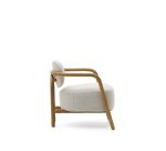 Fauteuil Melqui beige en bois de chêne avec finition naturelle