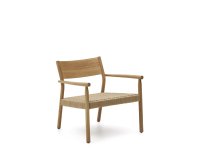 Yalia-fauteuil van massief eikenhout met natuurlijke afwerking en zitting van papiertouw