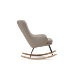 Fauteuil à bascule Maustin chenille beige et structure en acier noir et bois de hêtre