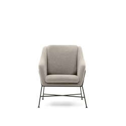 Fauteuil Brida beige et pieds en acier avec finition noire