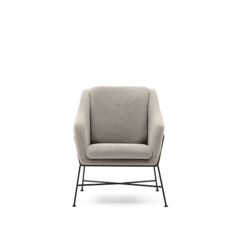 Fauteuil Brida beige et pieds en acier avec finition noire