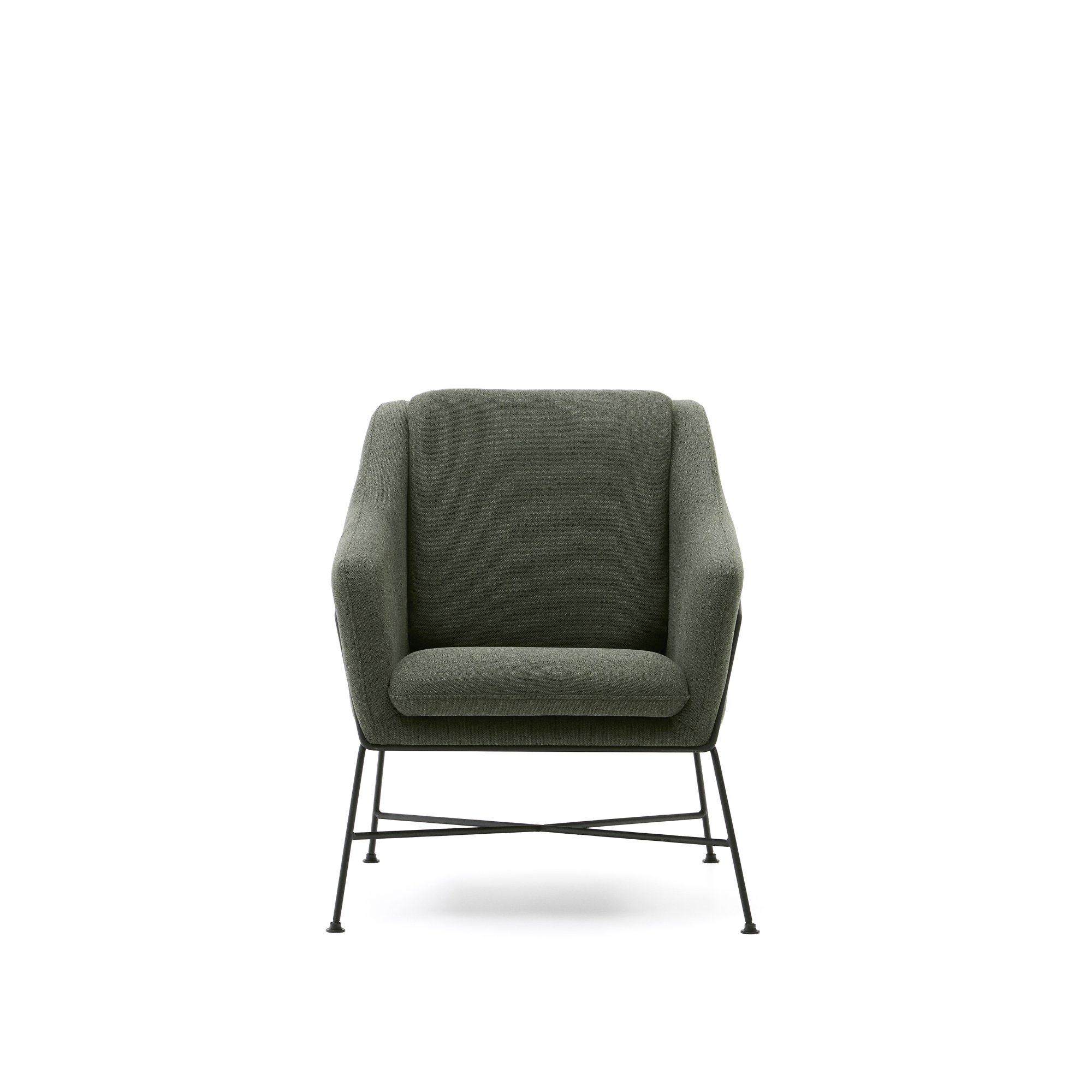 Fauteuil Brida vert et pieds en acier avec finition noire