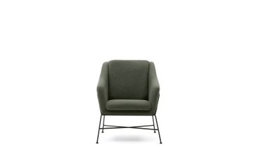 Groene Brida-fauteuil met stalen poten met zwarte afwerking