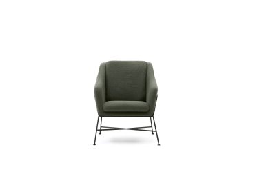 Fauteuil Brida vert et pieds en acier avec finition noire