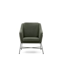 Fauteuil Brida vert et pieds en acier avec finition noire