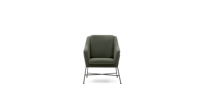 Fauteuil Brida vert et pieds en acier avec finition noire